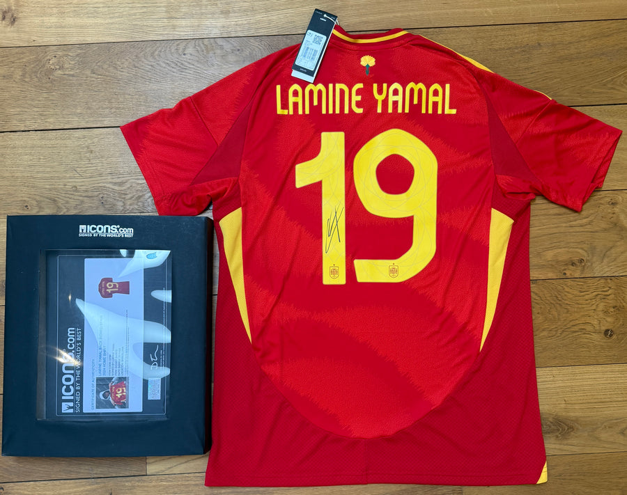 Lamine Yamal Hand Signed Spain 2024 UEFA Euro Winners Home Shirt | Official ICONS COA