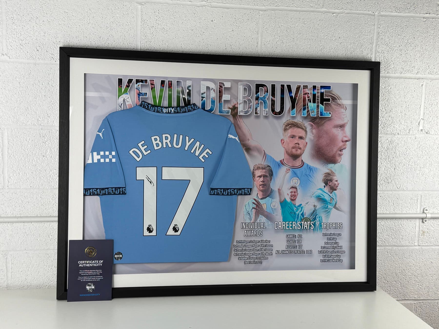 Kevin De Bruyne signed framed memorabilia