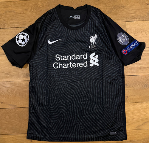 Alisson Becker Hand Signed Liverpool 2020-2021 Home Shirt With UEFA Champions League Print