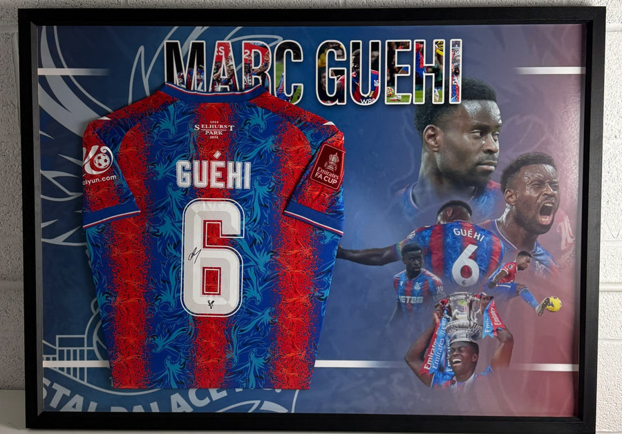 Framed Marc Guéhi Hand Signed Crystal Palace FA Cup Winners Shirt