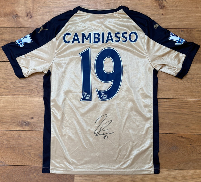 Esteban Cambiasso Hand Signed On Leicester City 2014-2015 Away Shirt
